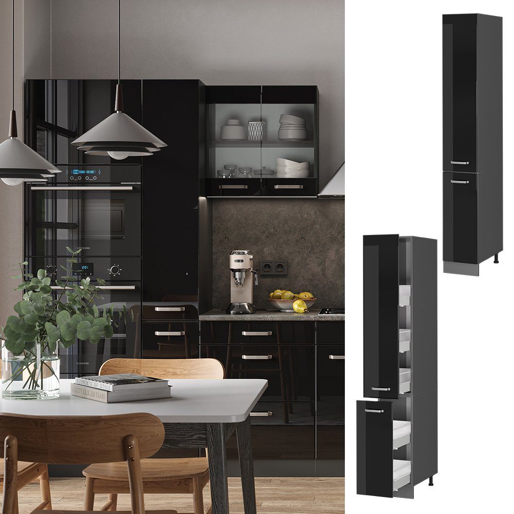 Vicco Hochschrank R-Line, Schwarz Hochglanz/Anthrazit, 30 günstig online kaufen