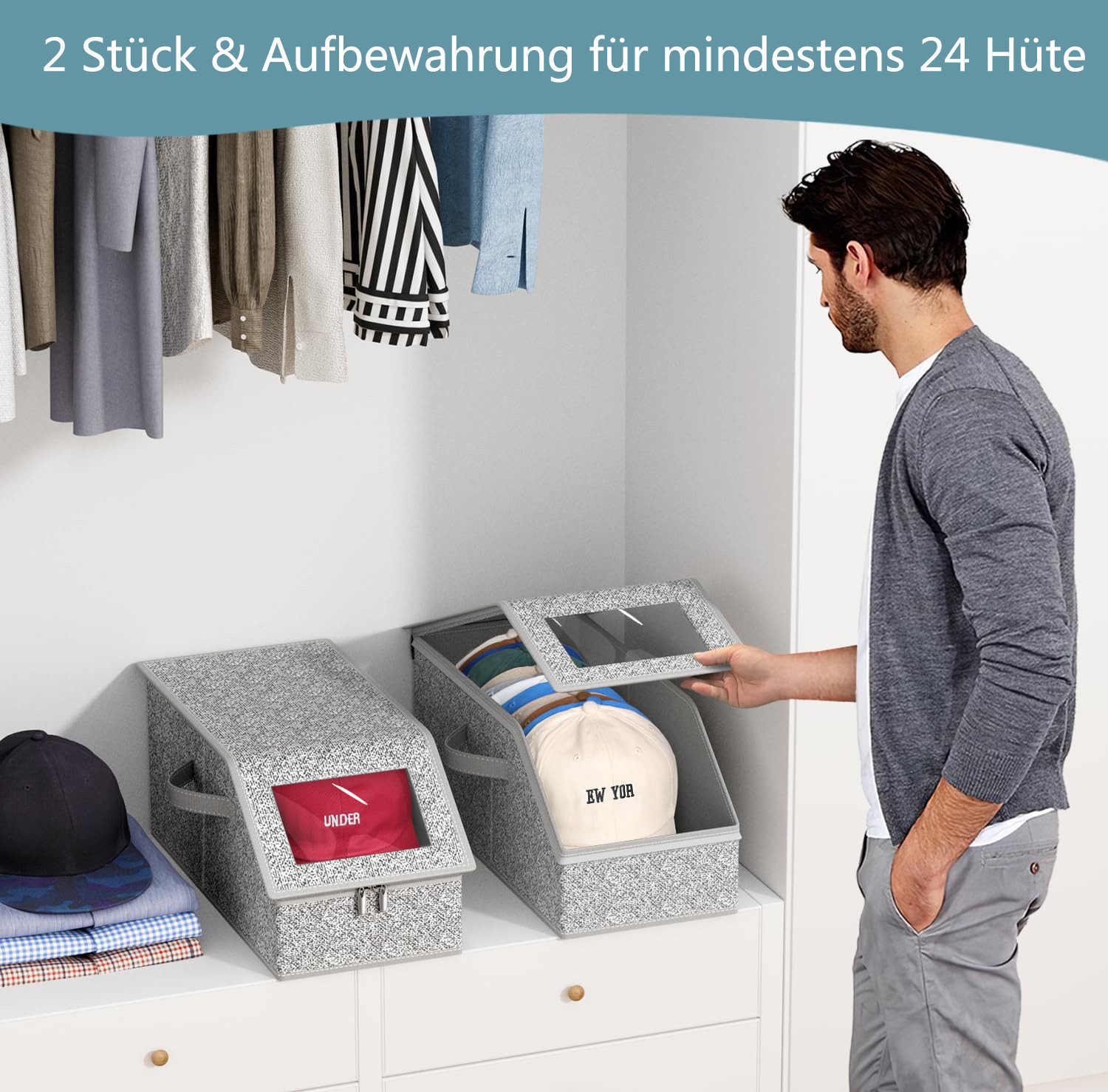Coonoor Aufbewahrungsbox 2er Set Stapelbare Hutaufbewahrung für Baseballmüt günstig online kaufen