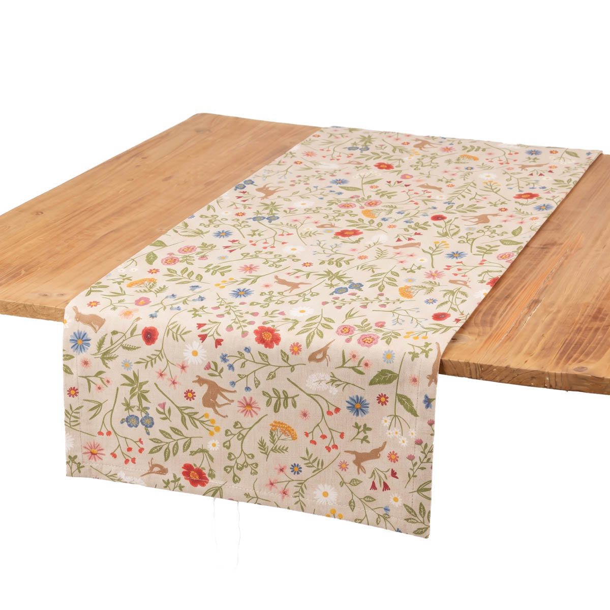 SCHÖNER LEBEN. Tischläufer Floral Animal Garden Meterware Look 40x160, made in Germany,handmade,nachhaltig