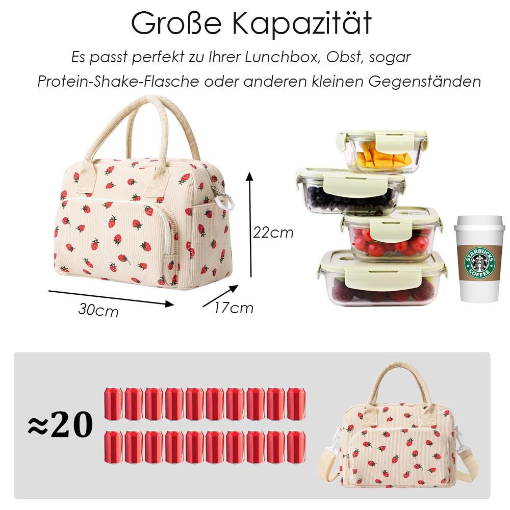 AFKSMILE Kühltasche Große Lunchtasche Isoliert Verstellbare Schultergurte für Arbeit, Kühltasche Klein für Frauen Männer, Picknick Unterwegs