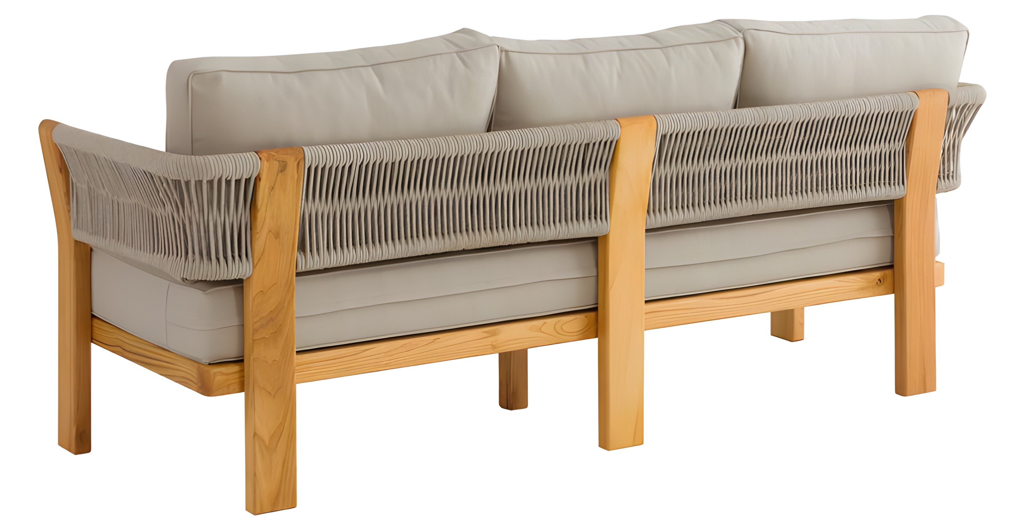 Xlmoebel Gartensofa Elegantes graues Sofa aus hochwertigem Stoff mit braunem Rahmen, Gartensofa 1 Teile, Made in Europa