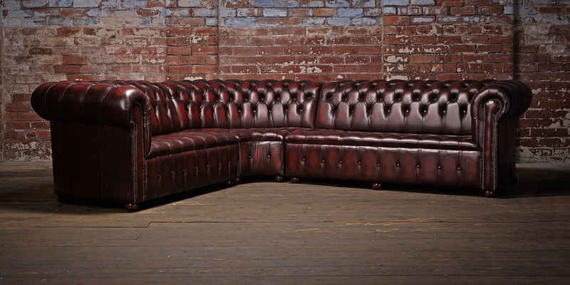 JVmoebel Ecksofa Chesterfield Ecksofa Sofa Polster Sitz Garnitur 100% Leder Sofort