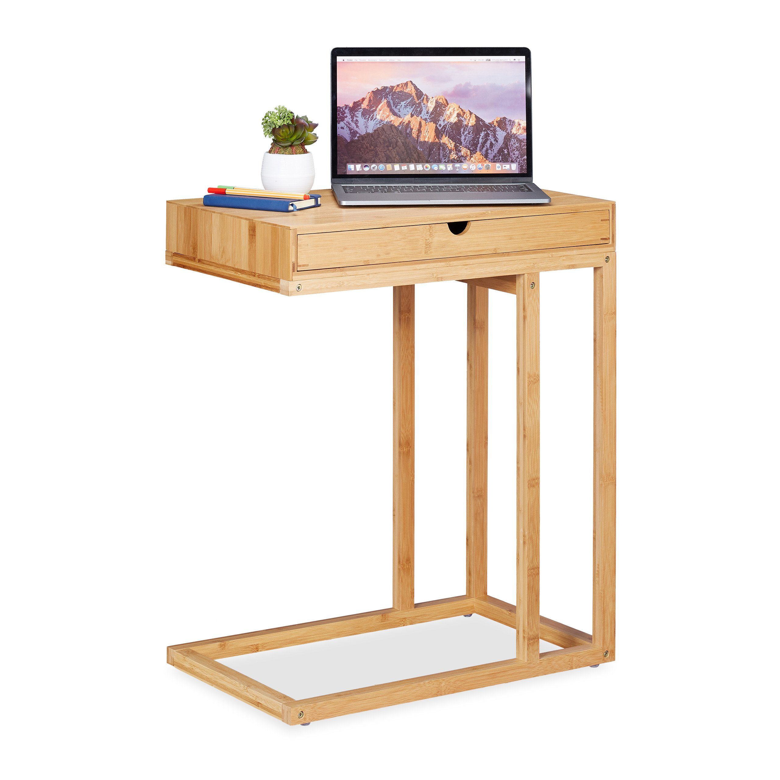 relaxdays Beistelltisch Bambus mit Schubfach günstig online kaufen