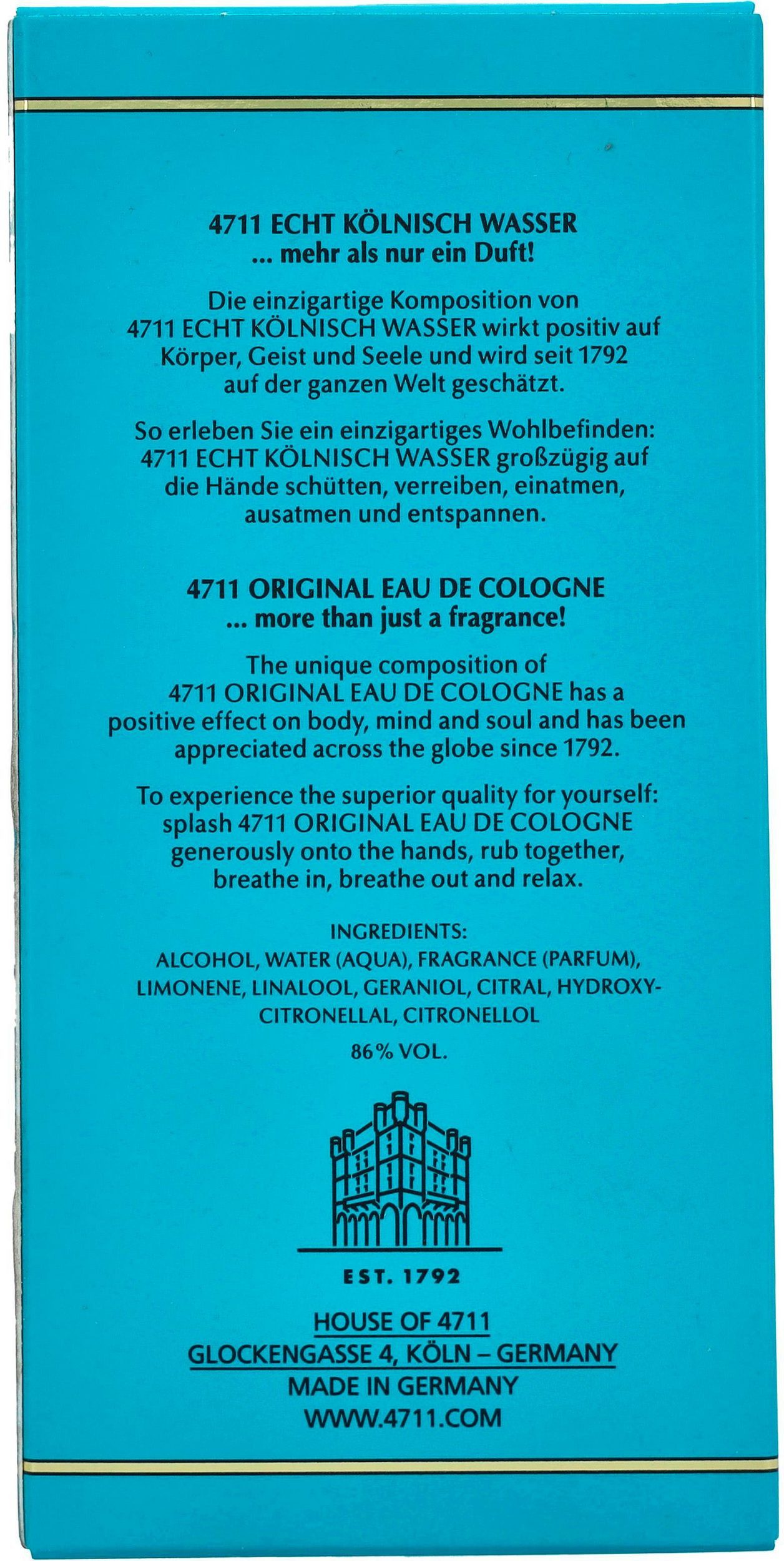 4711 Eau de Cologne 4711 Original, Glasflakon, Parfüm EDC, Damenduft