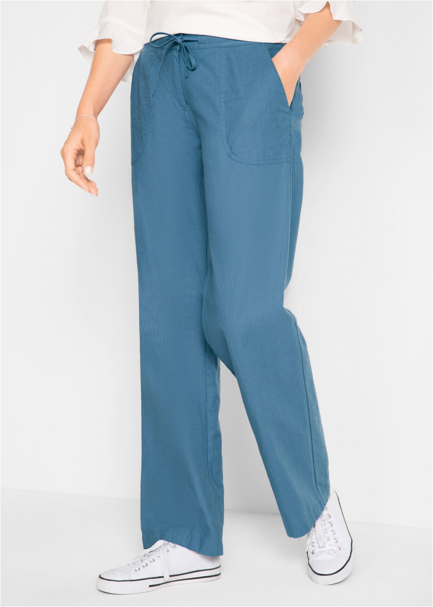 bonprix Leinenhose mit Kordelzug und großen Taschen