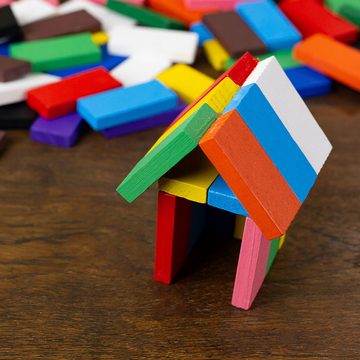 KRUZZEL Spielesammlung, Dominosteine Domino Set Holz für Kinder Hindernisse 1080 Stück
