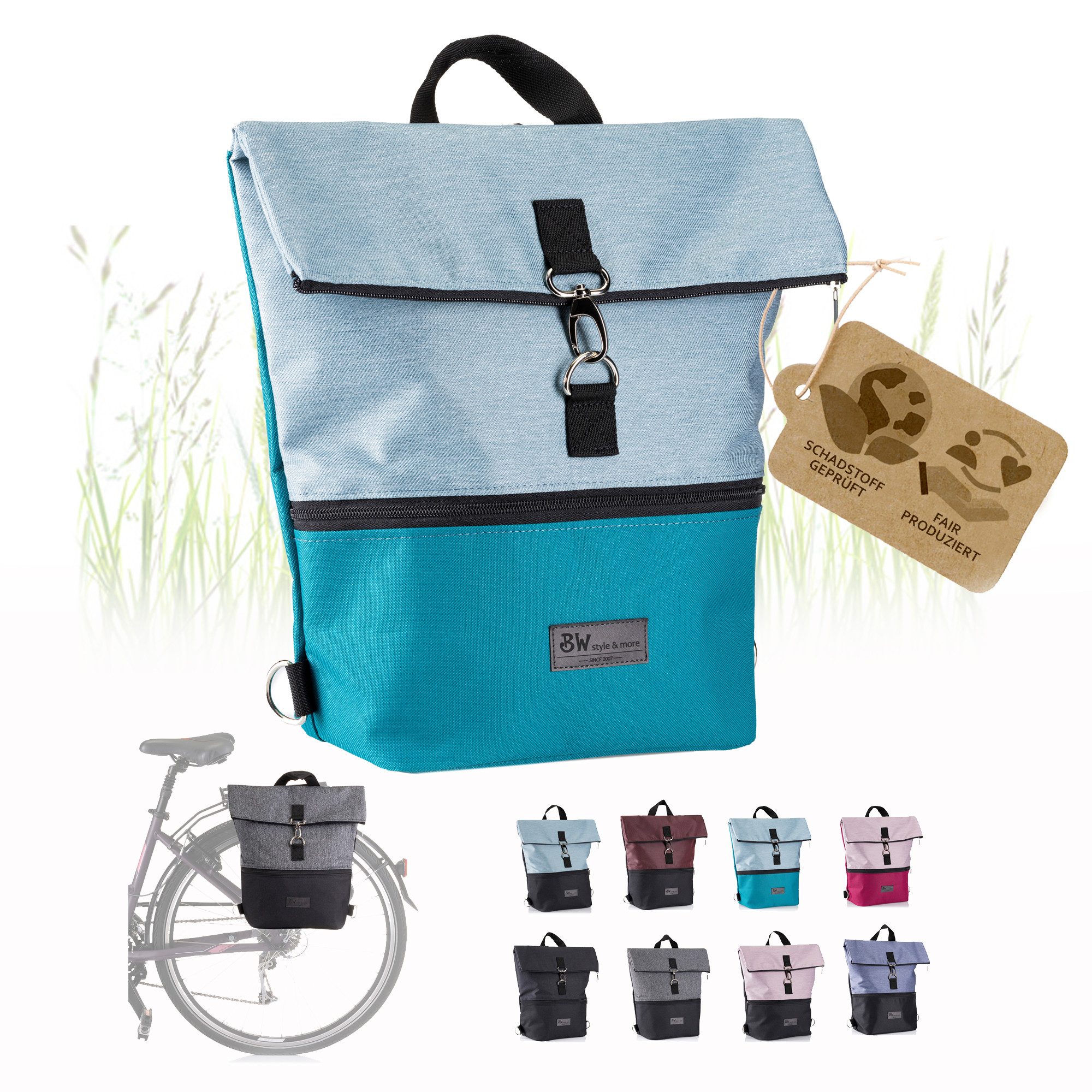 BambiniWelt by Rafael K. Fahrradtasche Fahrradtasche Gepäckträgertasche 2in1 Rucksack 20L M1, Gepäckträgertasche/Fahrradrucksack
