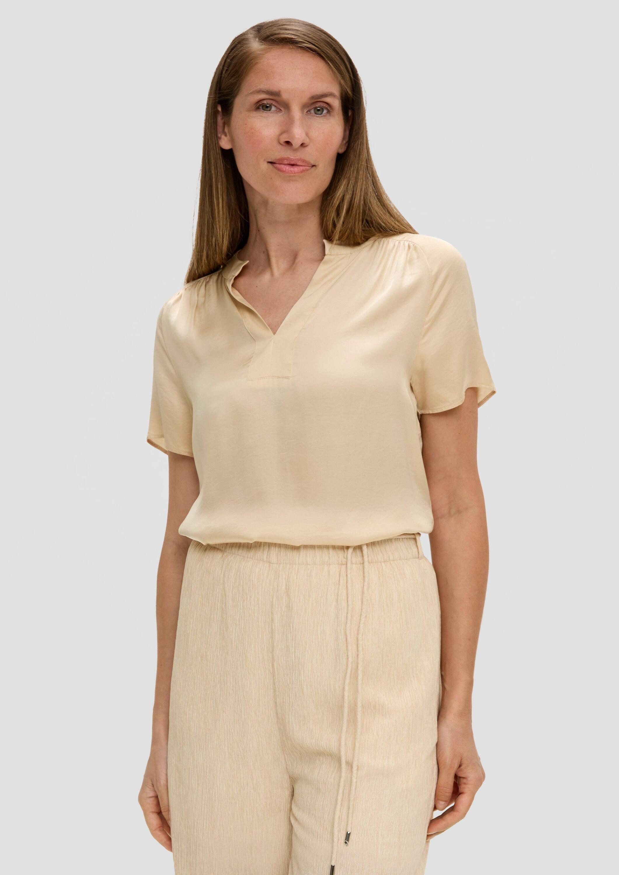 s.Oliver Kurzarmbluse Bluse Viskose-Bluse mit Tunika-Ausschnitt günstig online kaufen