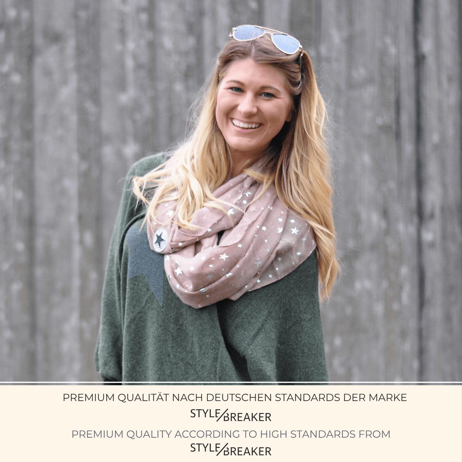 styleBREAKER Loop Loop Schal mit Metallic Sterne Print, (1-St)