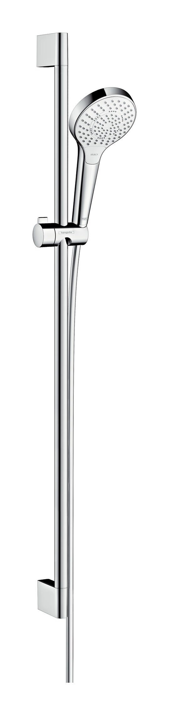 Chrom mm Strahlart(en), mit Multi, Brauseset hansgrohe Höhe Croma Select 95.9 3 cm, Brausestange / 110 Stangenbrause-Set Weiß - 900 S