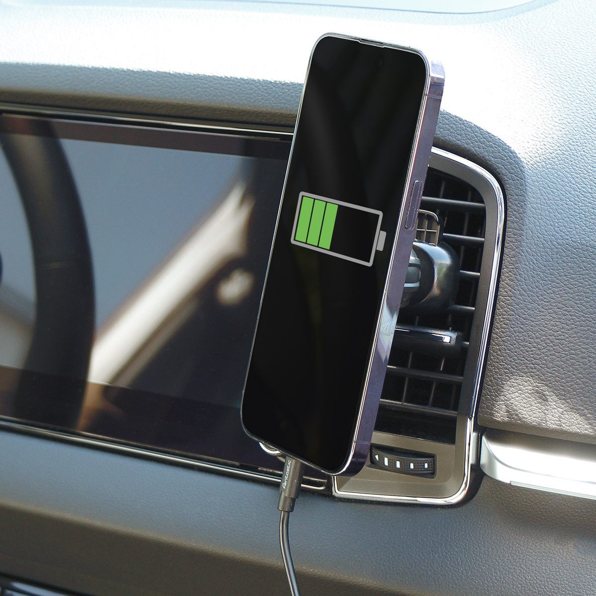 fontastic KFZ USB-Ladeset „Move“  Induktions-Ladegerät (QI Ladegerät mit Magnet)