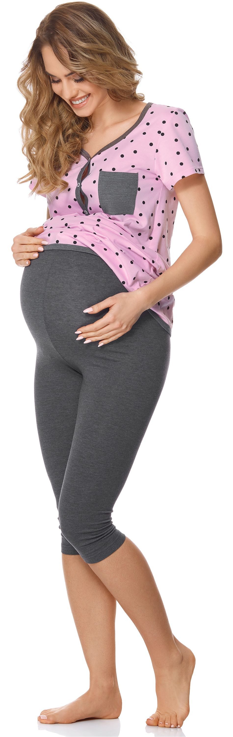 Bellivalini Umstandspyjama Damen Umstands Pyjama mit Stillfunktion BLV50-126 mit Brusttasche – Bild 4 von 5