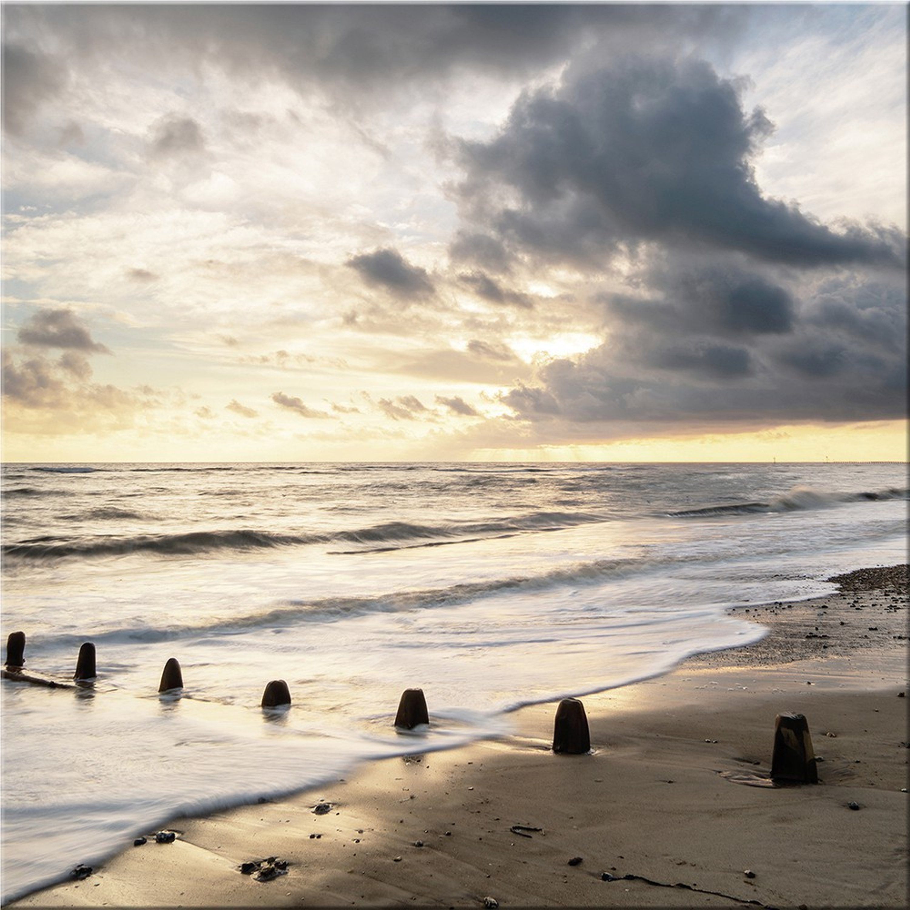 artissimo Glasbild Glasbild 30x30cm Bild Landschaft Meer Strand Sonnenuntergang, Landschaft: Strand | Bilder