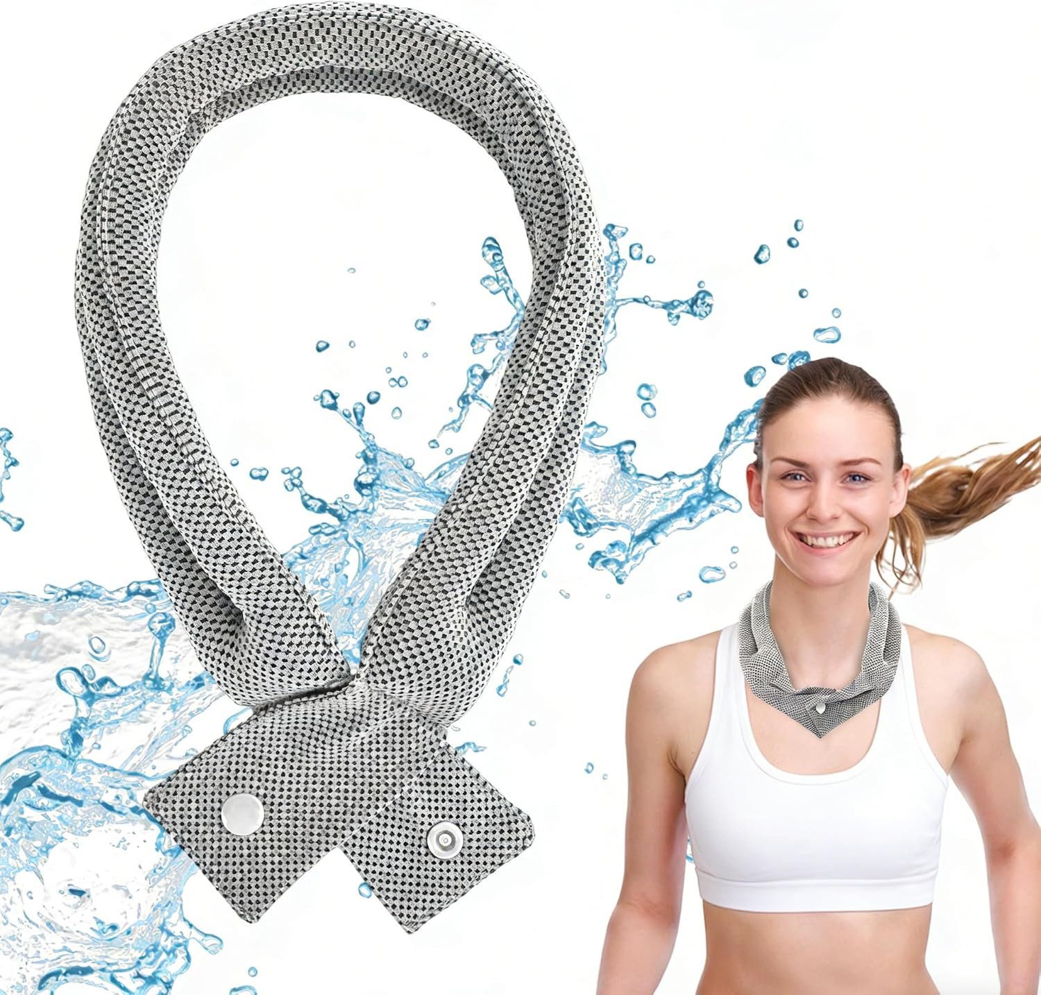 nsihing Sporthandtuch Kühlendes Handtuch, Kühlender Schal mit Knopf, Kühltuch Nacken