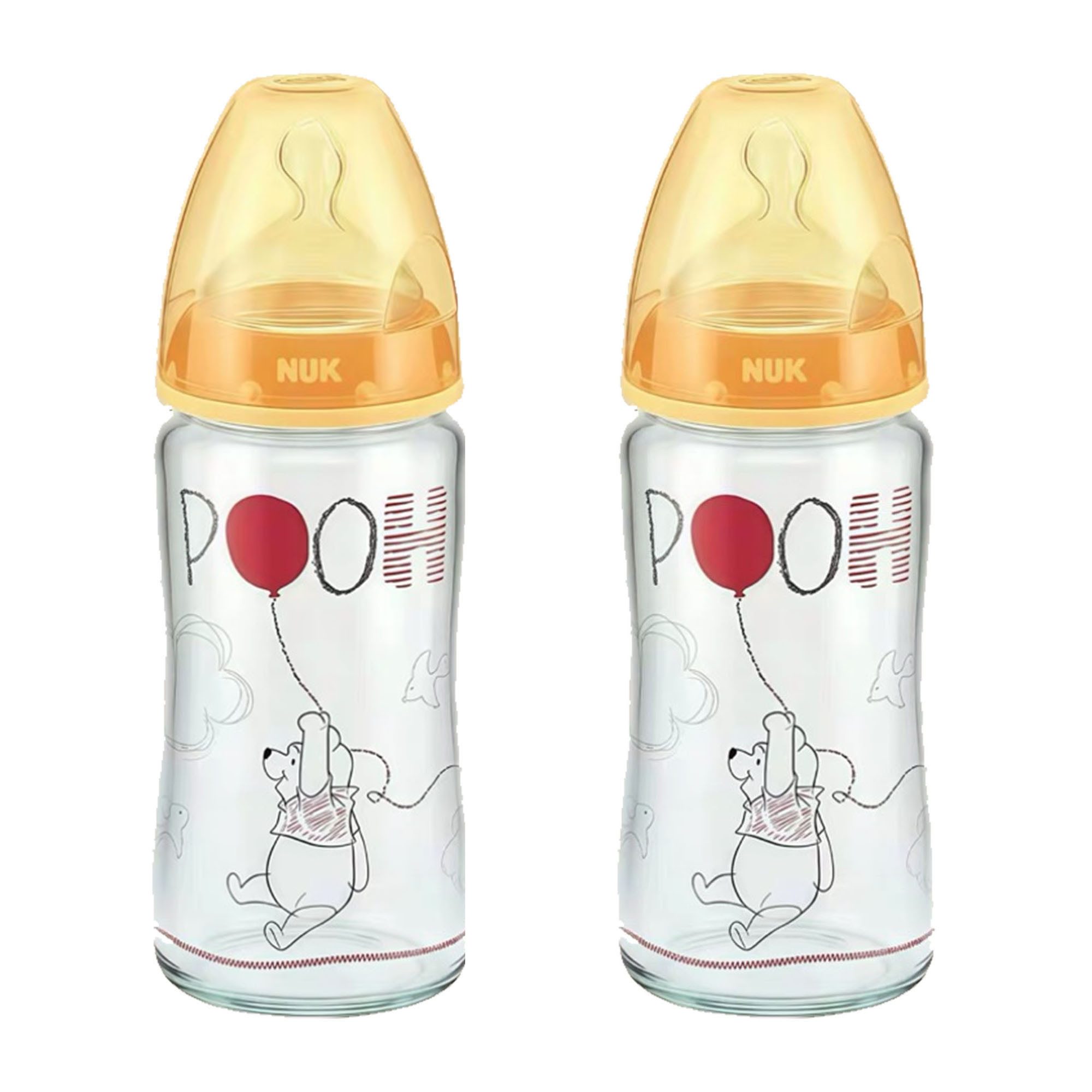 NUK Babyflasche NUK Disney Glasflasche Vorteilset 2*240ml mit 1M Sauger