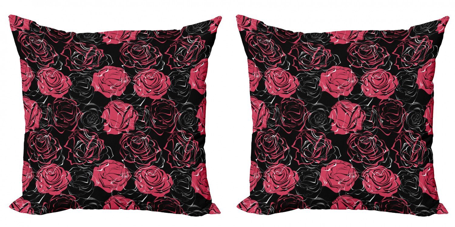Kissenbezüge Modern Accent Doppelseitiger Digitaldruck, Abakuhaus (2 Stück), Blumen Ombre Rose Blooom Kunst | Kissenbezüge