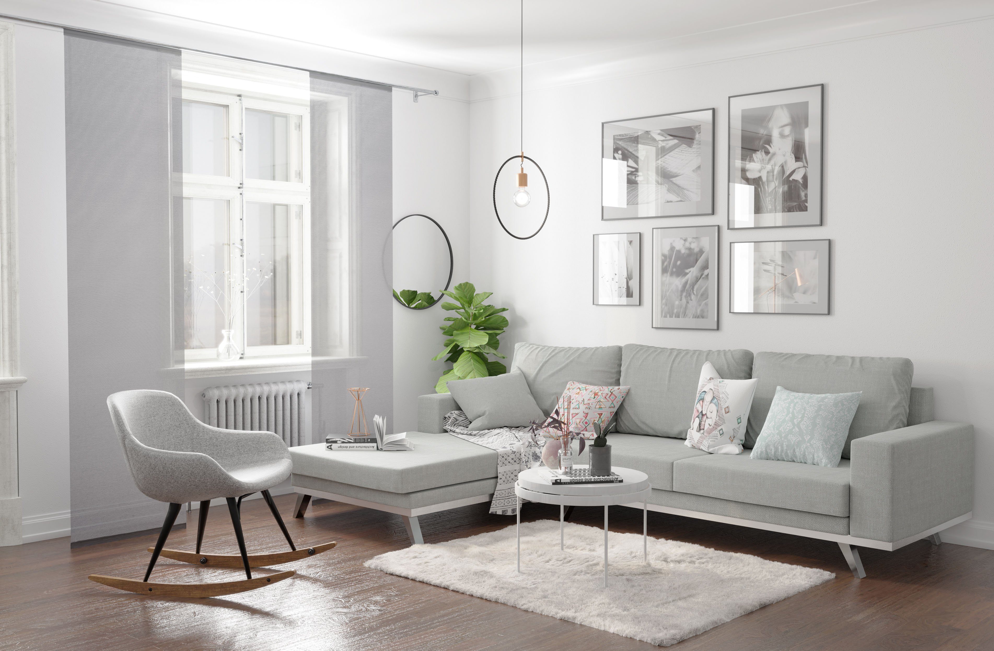 HOMING Schiebegardine Manhattan (1 St), Klettband, transparent, modern, Wohnzimmer, Schlafzimmer