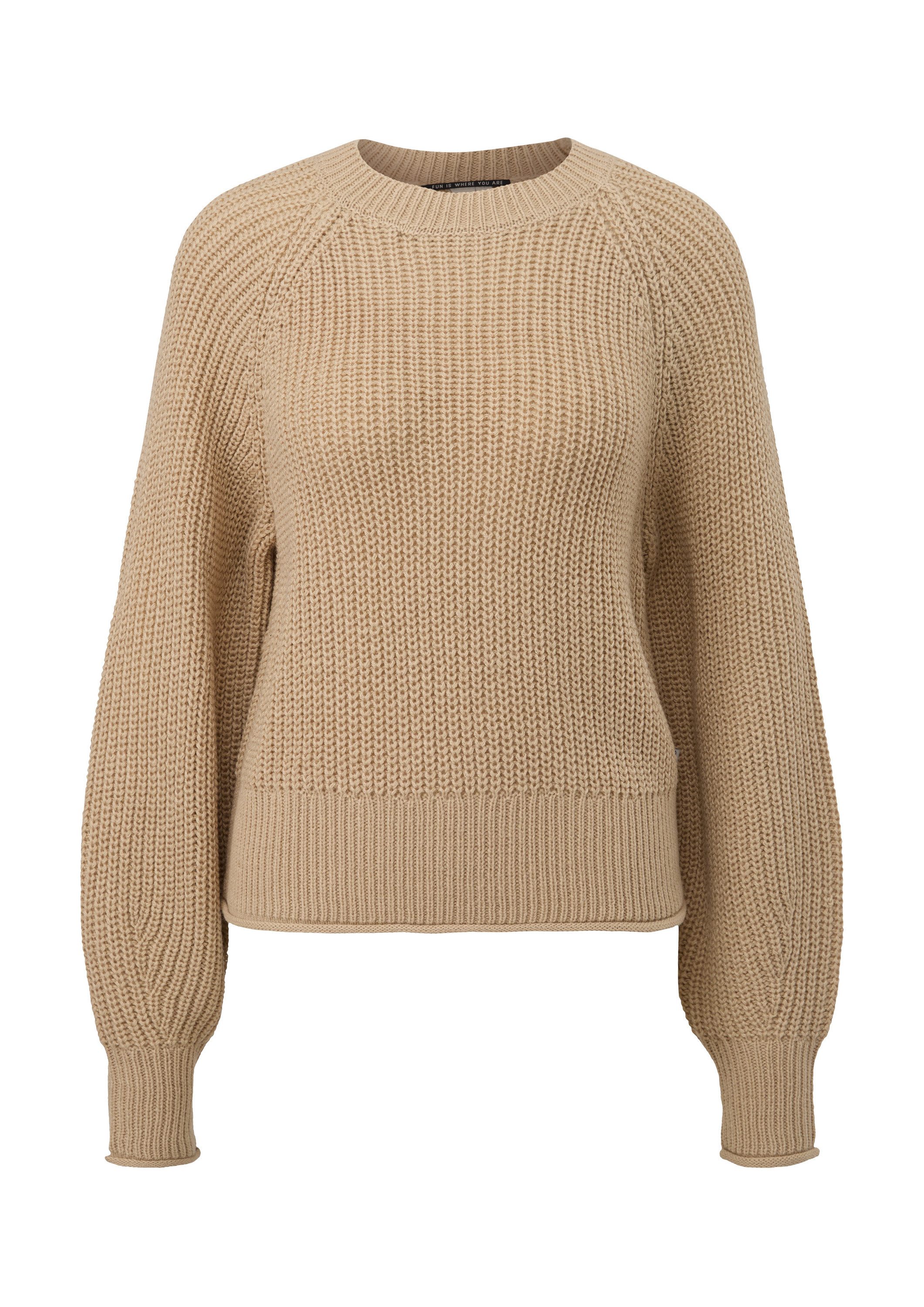 QS Longpullover Strickpullover Strickpullover mit Ripp-Elementen günstig online kaufen