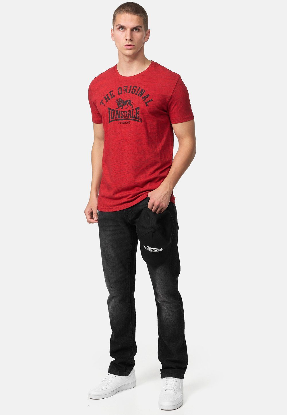 Red/Black T-Shirt Lonsdale ORIGINAL Marl