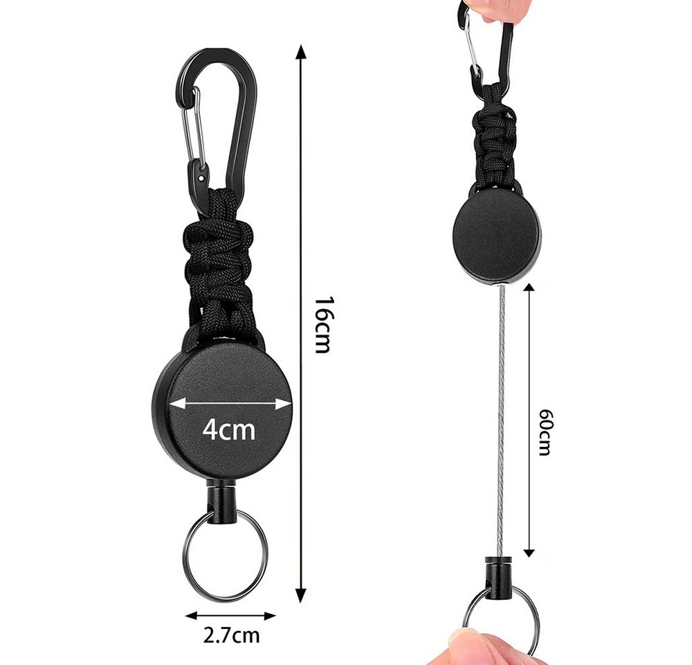 Thumbnail - NUODWELL Karabiner Einziehbares Schlüsselband, Packung mit 3 einziehbaren Karabinern, (3 St)