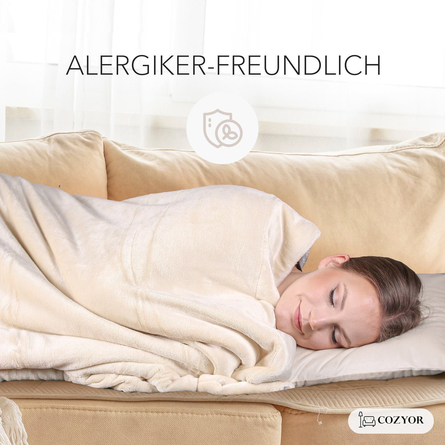 Wohndecke Kuscheldecke XL warm Sherpa, dicke Sofadecke, hochwertige Tagesdecke, Cozyor
