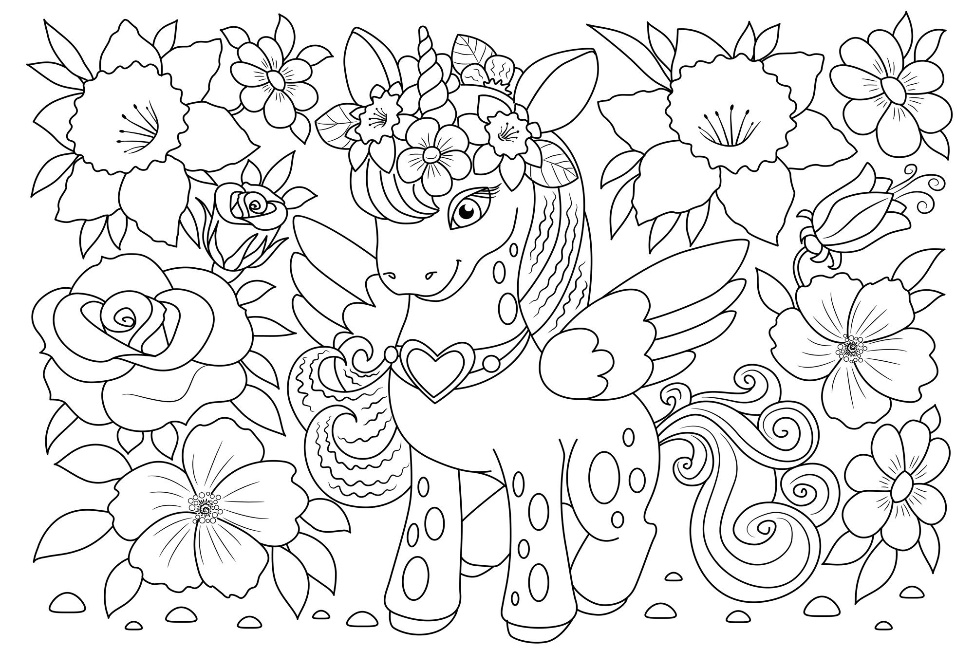 queence Bild Einhorn und Blumen, Blumen, Blumenbilder, Blätter, Blätterbilder, Einhorn, Figuren, Mädchen, Märchen, Märchenbilder, klassische Fantasie (1 St), DIY Wandbild aus Dibond