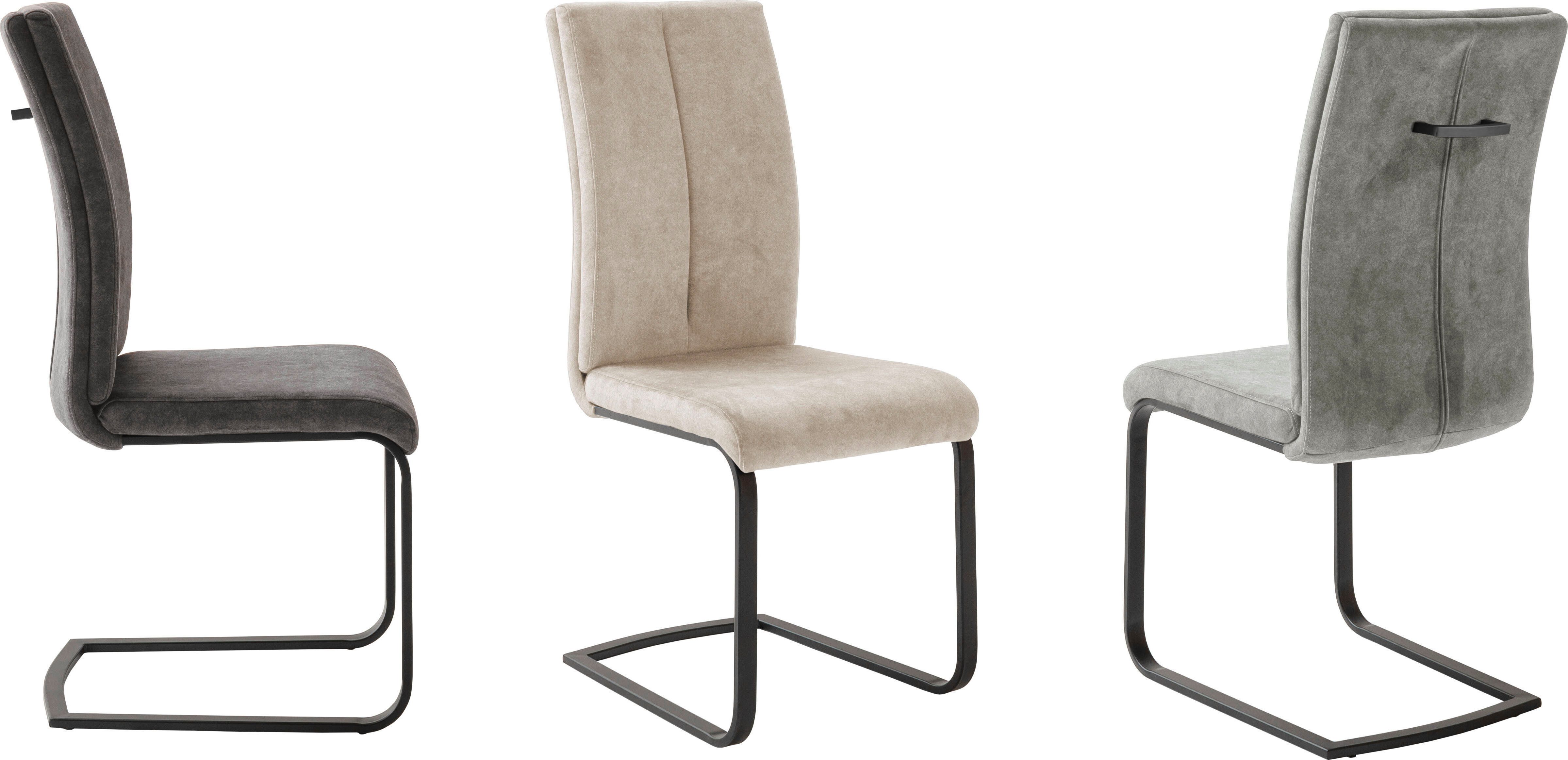 MCA furniture Freischwinger Hudson Schwingstuhl 4er Set (Set, 4 St), Flachrohr,Vintage-Veloursoptik,mit Griff,belastbar 140 kg