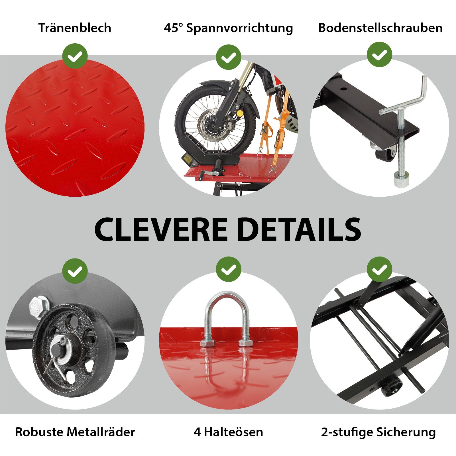 TRUTZHOLM Hydraulikheber Motorradhebebühne hydraulisch 560 kg Breite 60 cm Scherenheber rot, (Artikel, 1 St), Stufenloses Heben, kompakt verstaubar