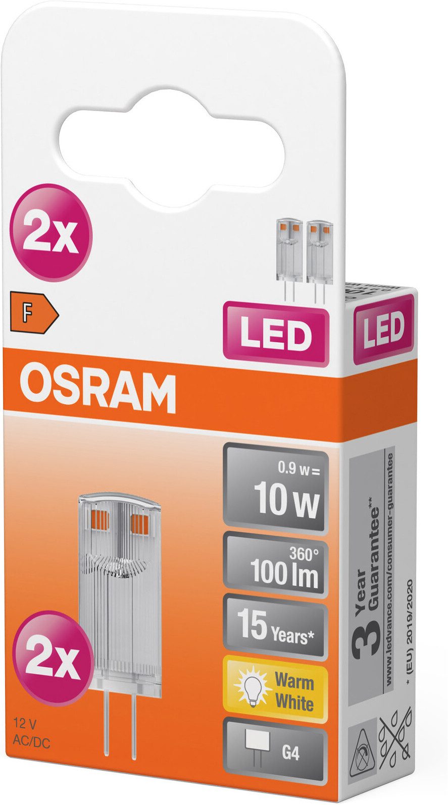 Osram LED-Leuchtmittel LED PIN Lampe, G4, 2 St., Warmweiß