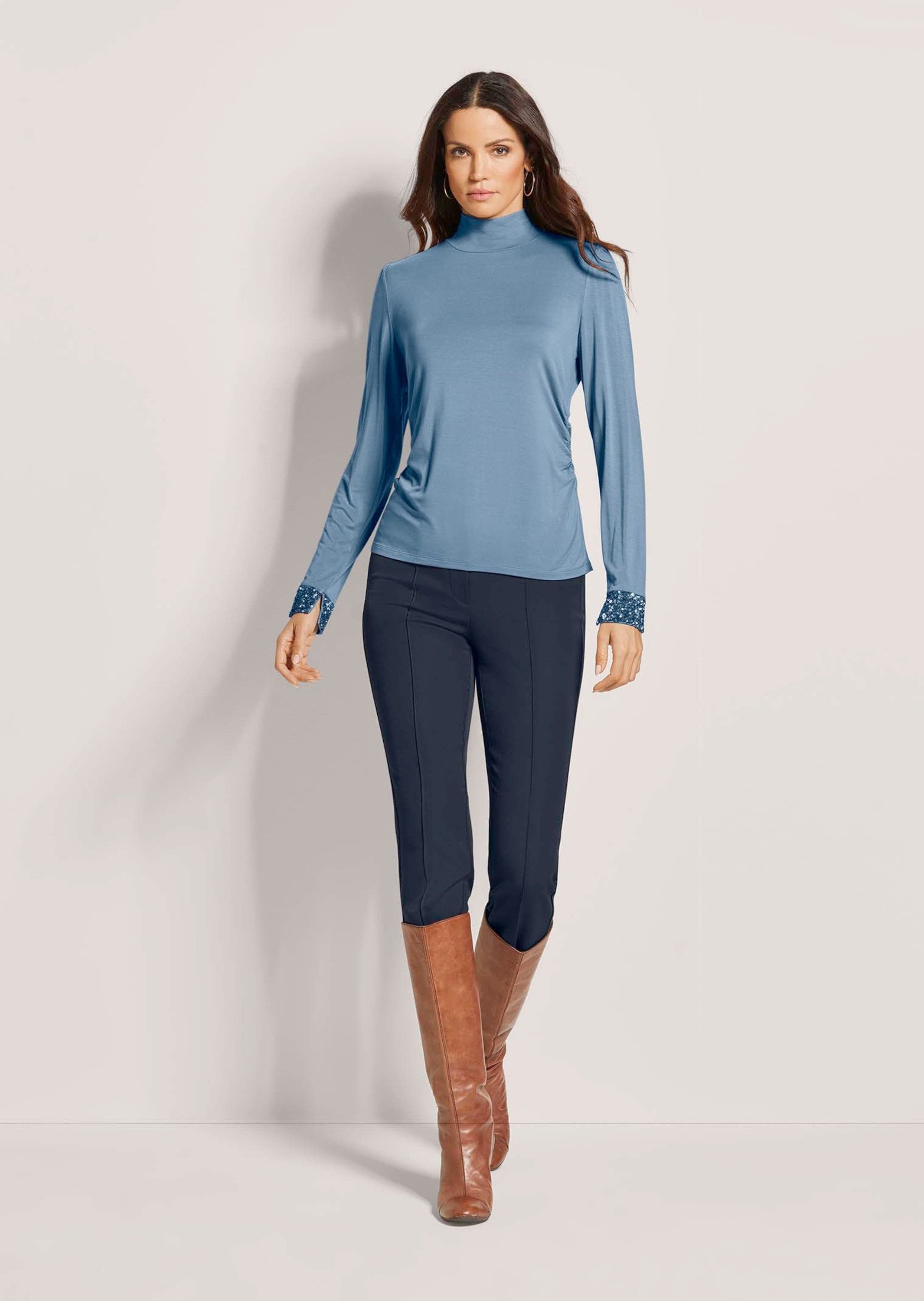 MADELEINE Langarmshirt Elegantes Langarmshirt mit Stehkragen Jersey-Shirt m günstig online kaufen