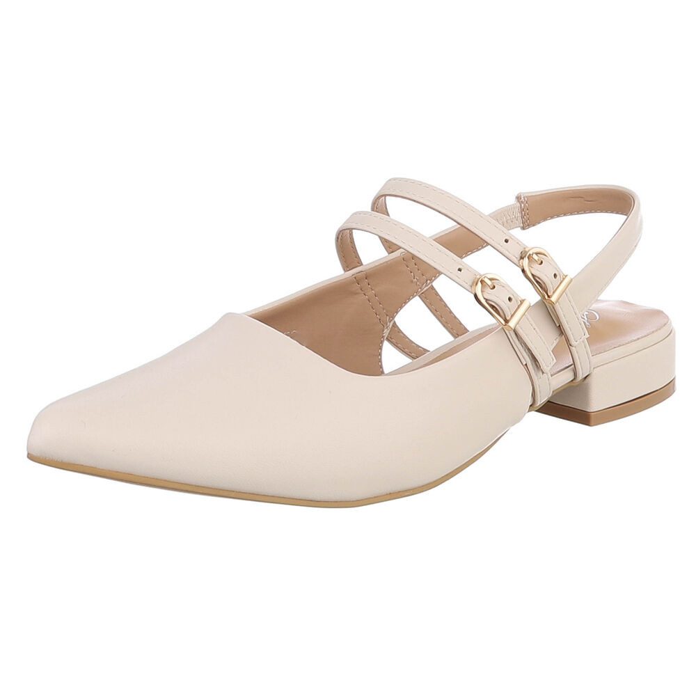 Ital-Design Damen Slingback-Pumps mit Blockabsatz elegant Schnürpumps (91742444) Blockabsatz Schnür- & Riemchenpumps in Beige