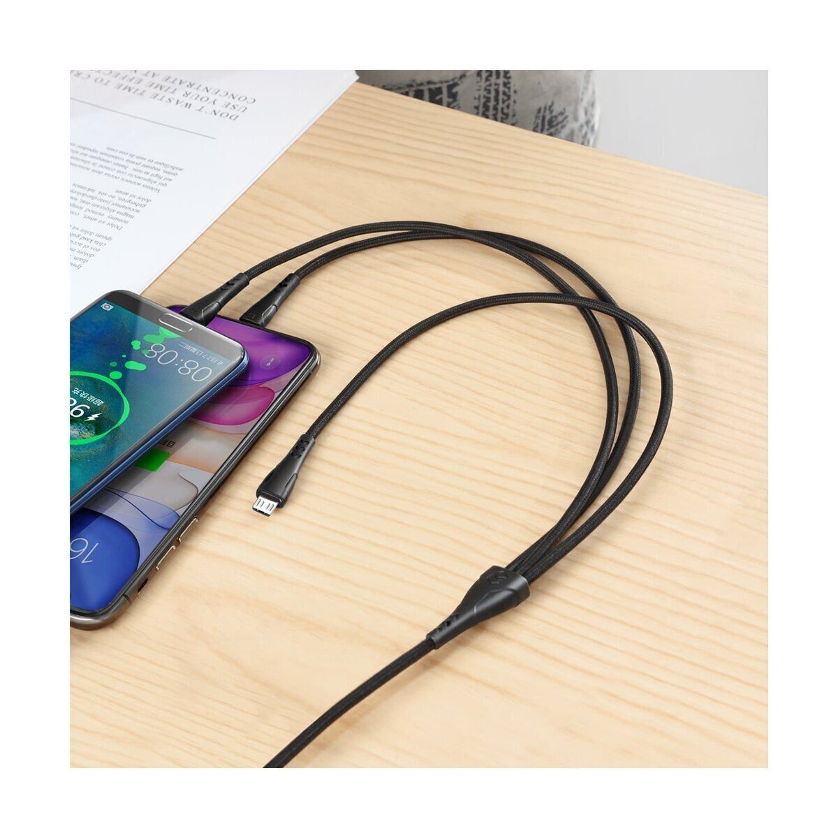 mcdodo 3in1 USB auf USB-C/Lightning/Micro USB Kabel, 1,2m (Schwarz) Smartphone-Kabel