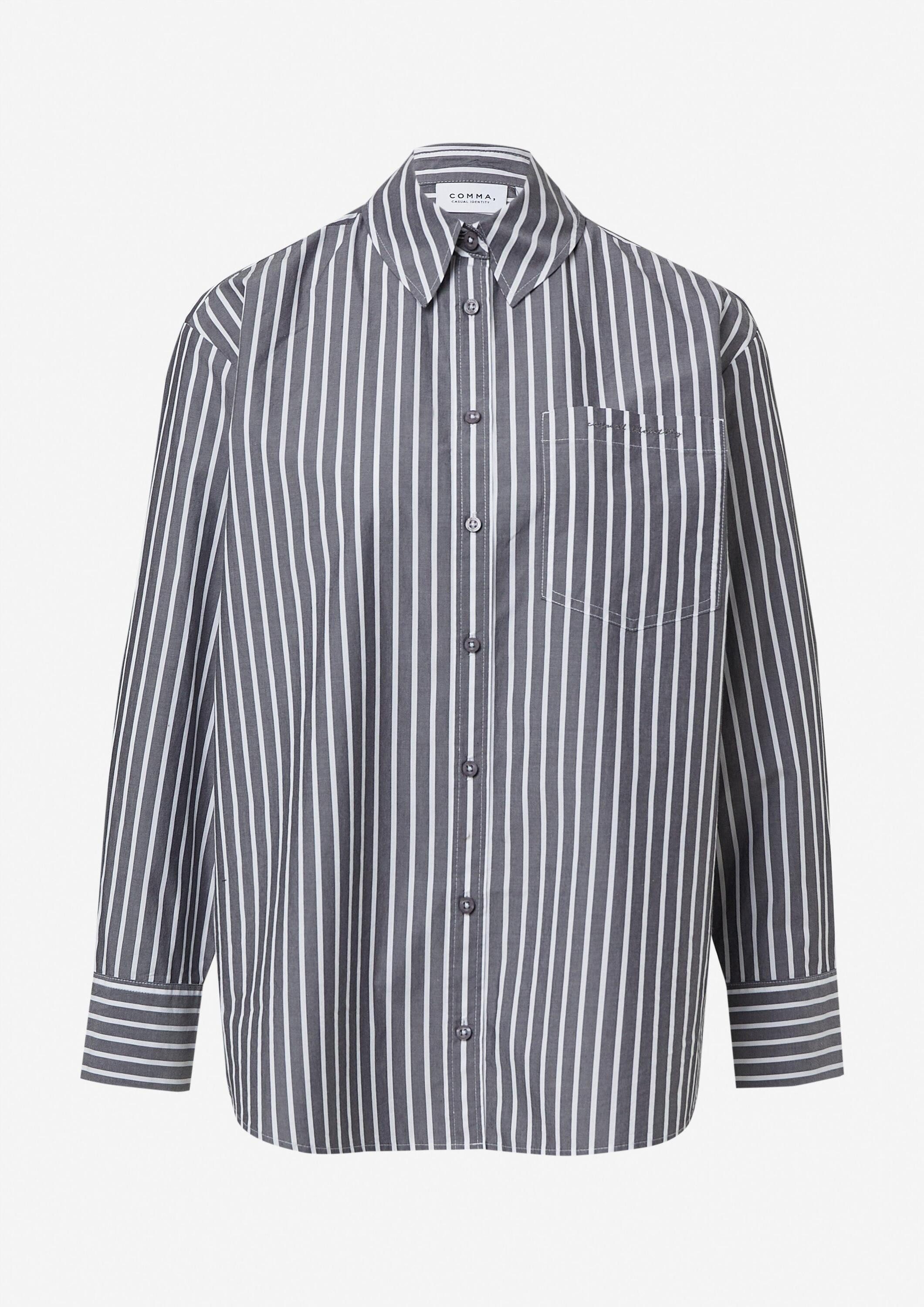 comma Langarmbluse Bluse Popeline-Bluse aus Baumwolle