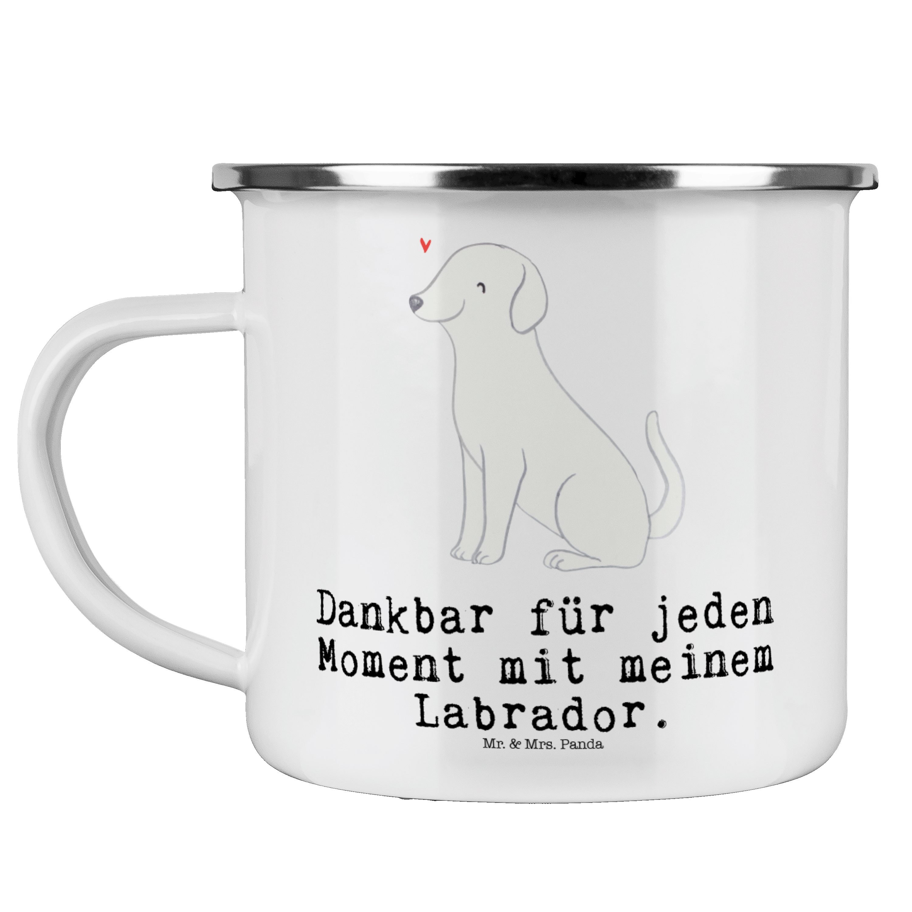 Geschenk, Mrs. für Mr. Schenken, - Camping, & Emaille Metalltasse Labrador Moment Weiß Panda Becher -