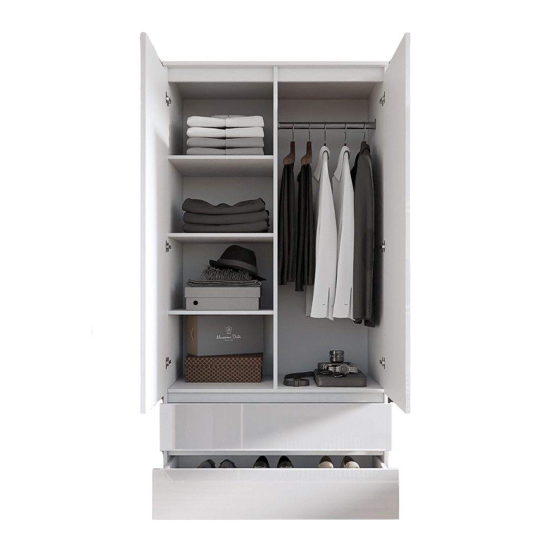Furnica Kleiderschrank weiß matt Garderobe, 2 günstig online kaufen