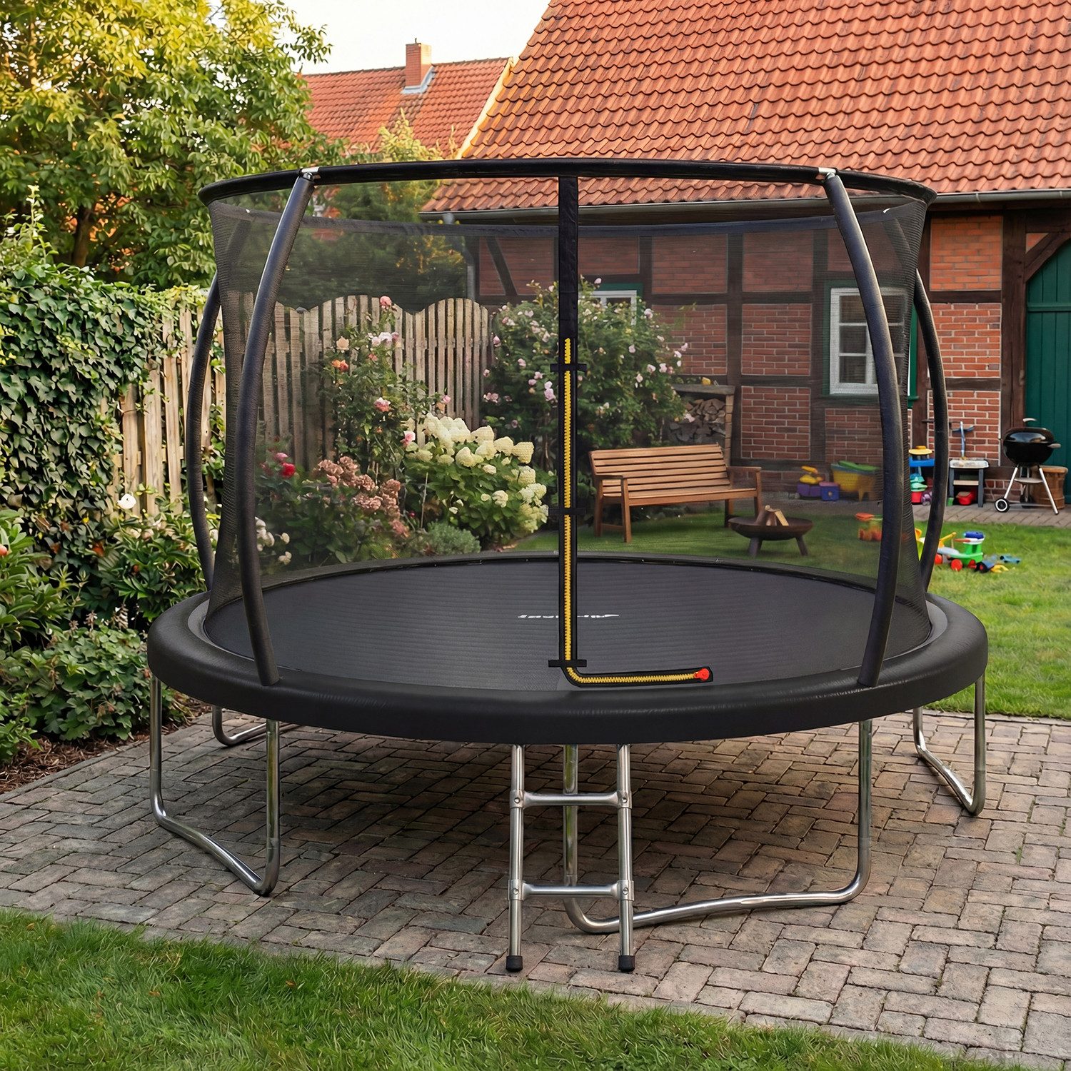 HOMALL Gartentrampolin Kindertrampolin Outdoor-Trampolin Durchmesser: 183/220/290/360 cm, Ø 360 cm, (Durchmesser 183 cm (mit Sicherheitsnetz und Schutzhaube, Tragkraft 50 kg/150 kg, 360°-Sicherheitsnetz, erhältlich in Schwarz/Blau/mehrfarbig) -ostern geschenke)