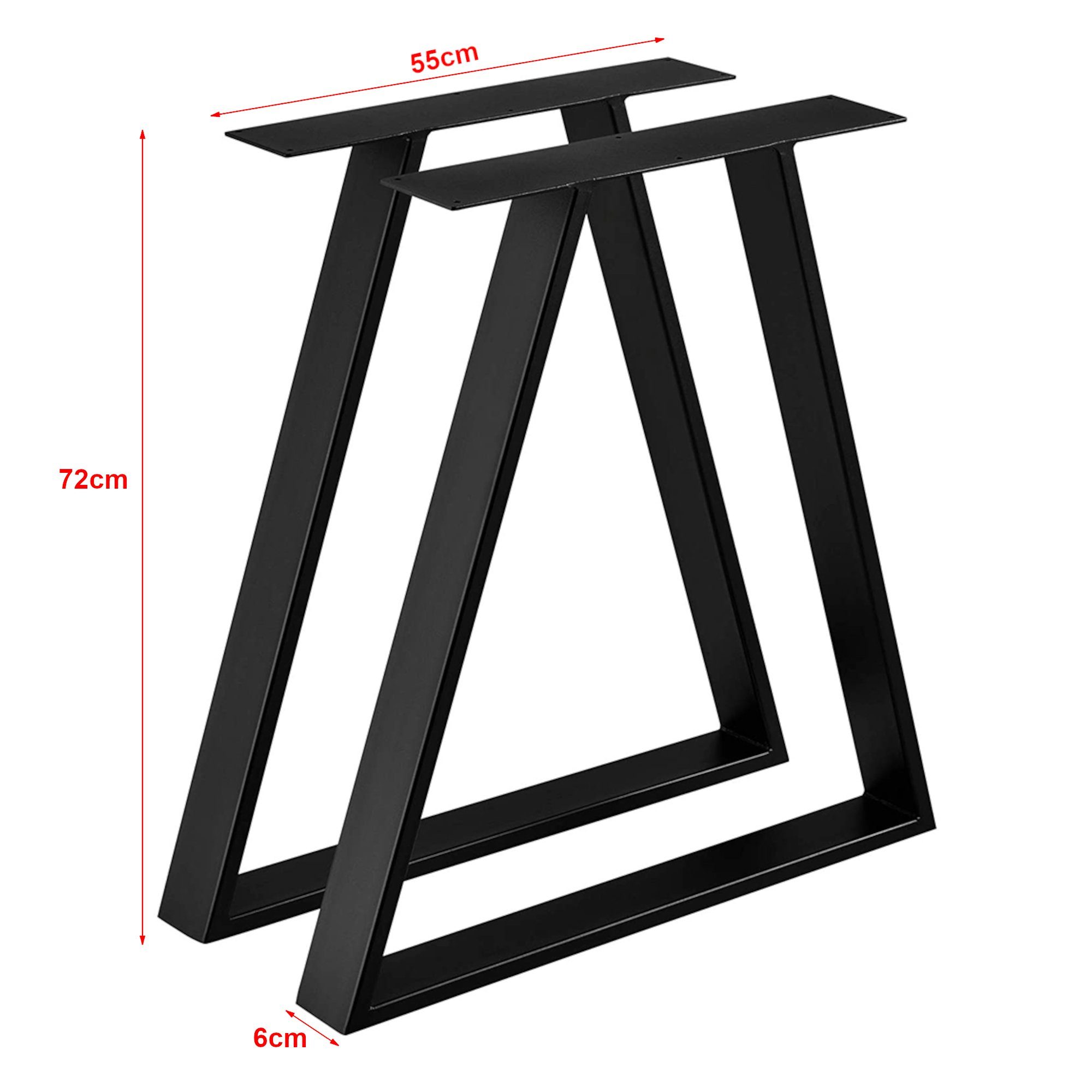 en.casa Tischgestell, »Lyngby« Tischbeine 2er-Set 72x55cm Stahl Schwarz