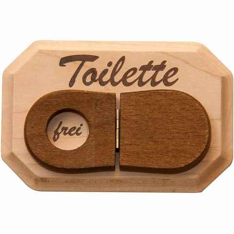 Spruchreif® Hinweisschild WC Schild aus Holz · Toilettenschild mit WC-Deckel zum Umklappen · Türschild WC · Schild Toilette · lustige Geschenkidee