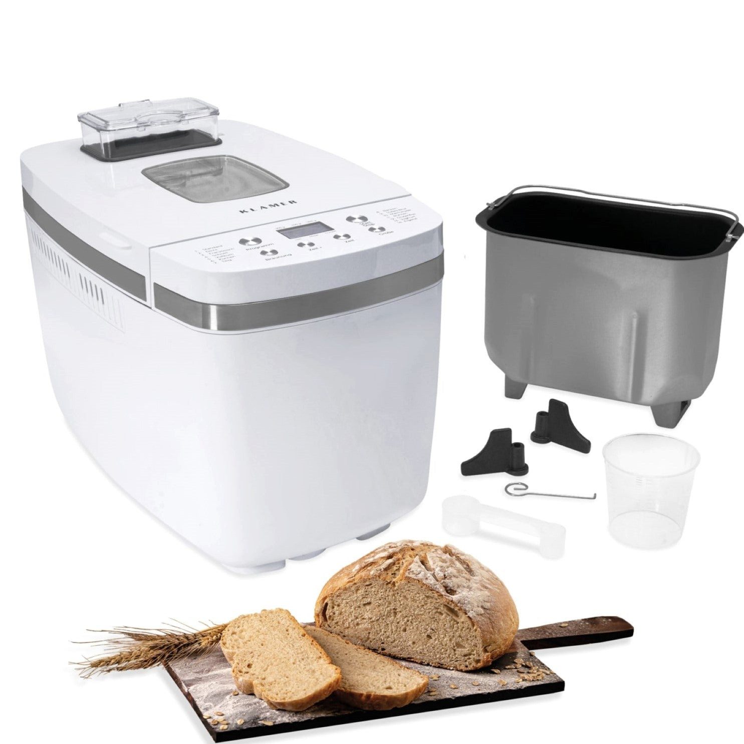 KLAMER Brotbackautomat 14 Backprogramme, 3 einstellbare Bräunungsstufen, automatische Zubere…, 750 W, Warmhaltefunktion, Antihaft, Sichtfenster, einfache Bedienung