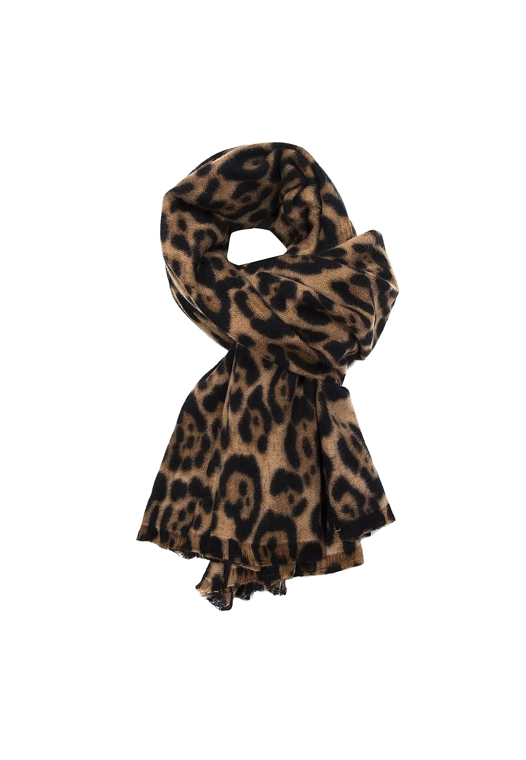 Faera Modeschal Schal mit Leomuster elastischer Strick, 8317 in Braun günstig online kaufen