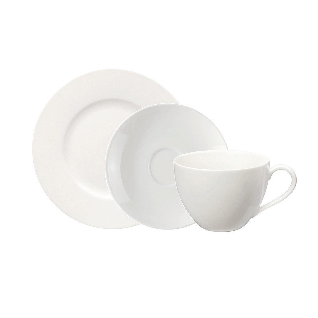 vivo Villeroy & Boch Group Kaffeeservice Basic White Kaffee-Set 18-teilig (18-tlg), 6 Personen, Porzellan, Premium Porcelain, mikrow.- & spülm.sicher, Made in Germany