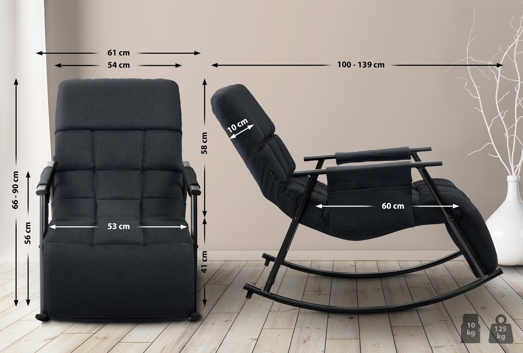 CLP Schaukelstuhl Cathy, Rückenlehne und Fußteil neigbar, mit Tasche günstig online kaufen