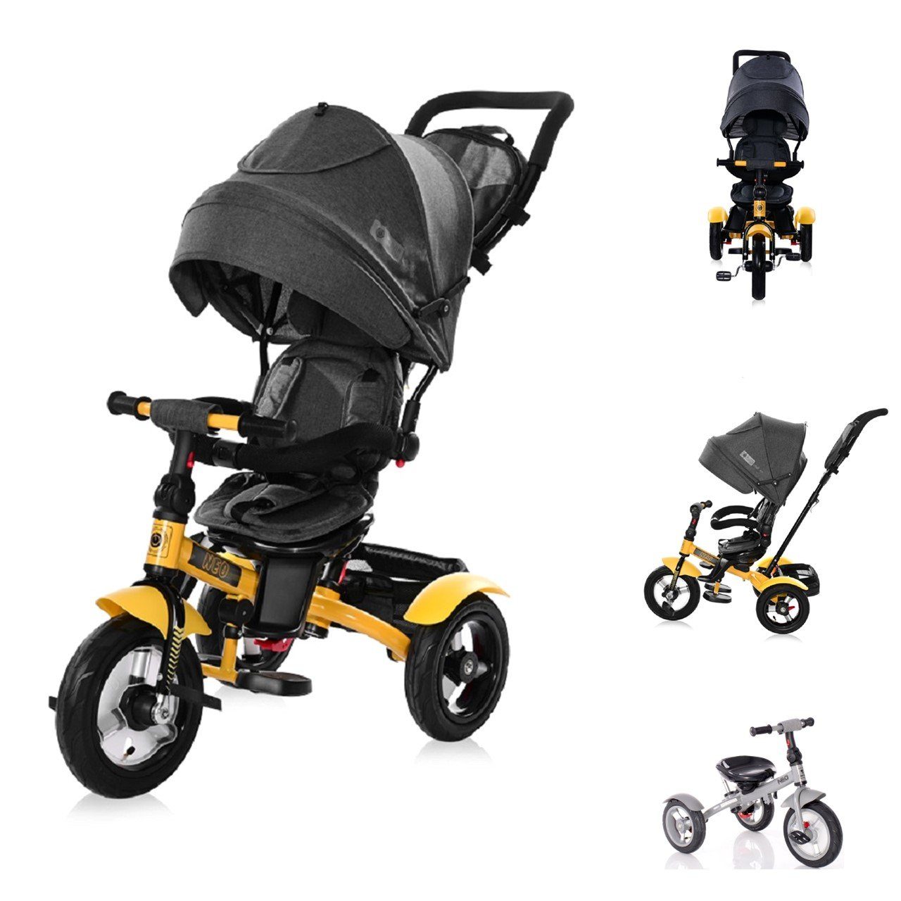 Lorelli Dreirad Tricycle Neo 4 in 1, Luftreifen, Schiebestange, Sitz drehbar, verstellbar