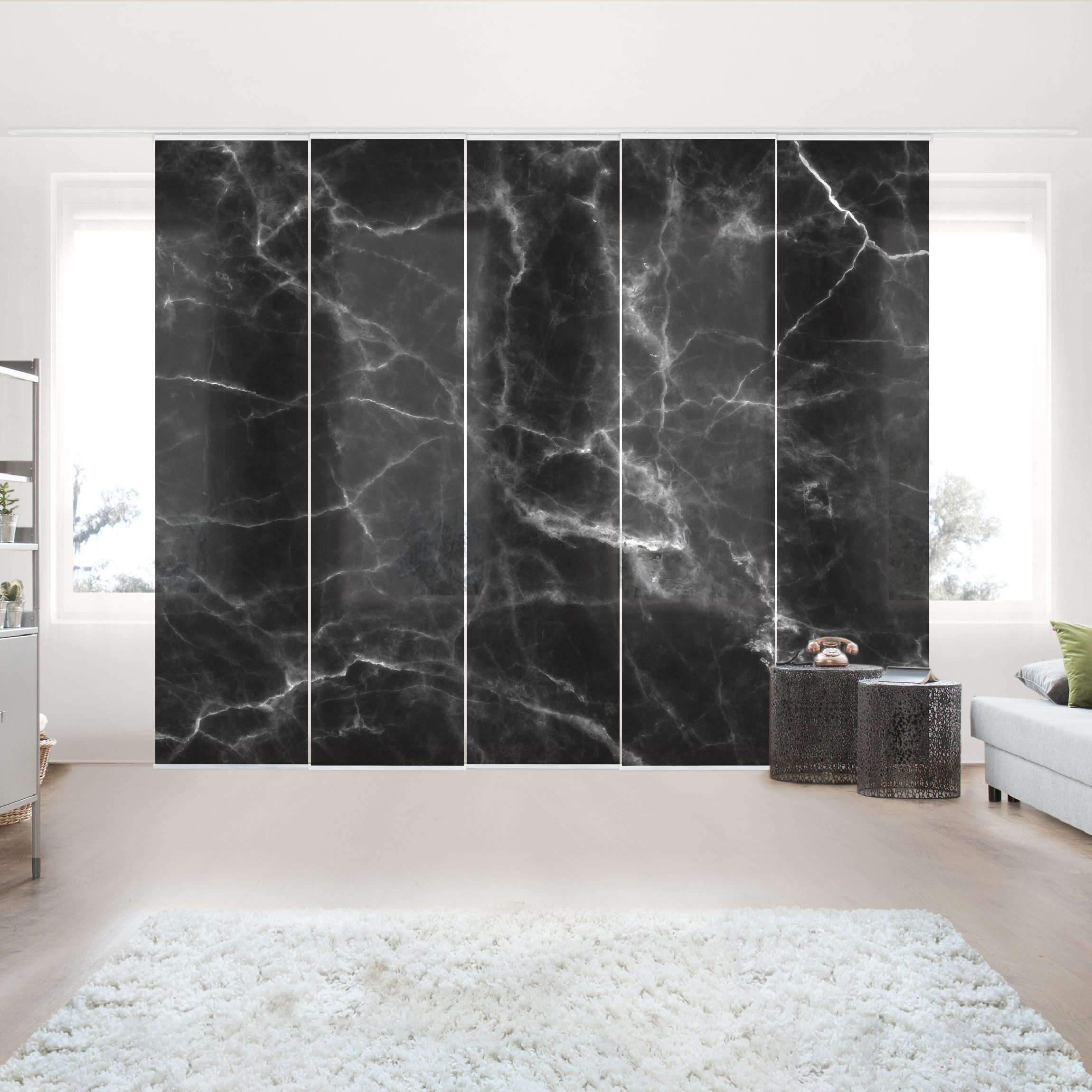 Bilderdepot24 Schiebegardine modern Flächenvorhang blickdicht Nero günstig online kaufen