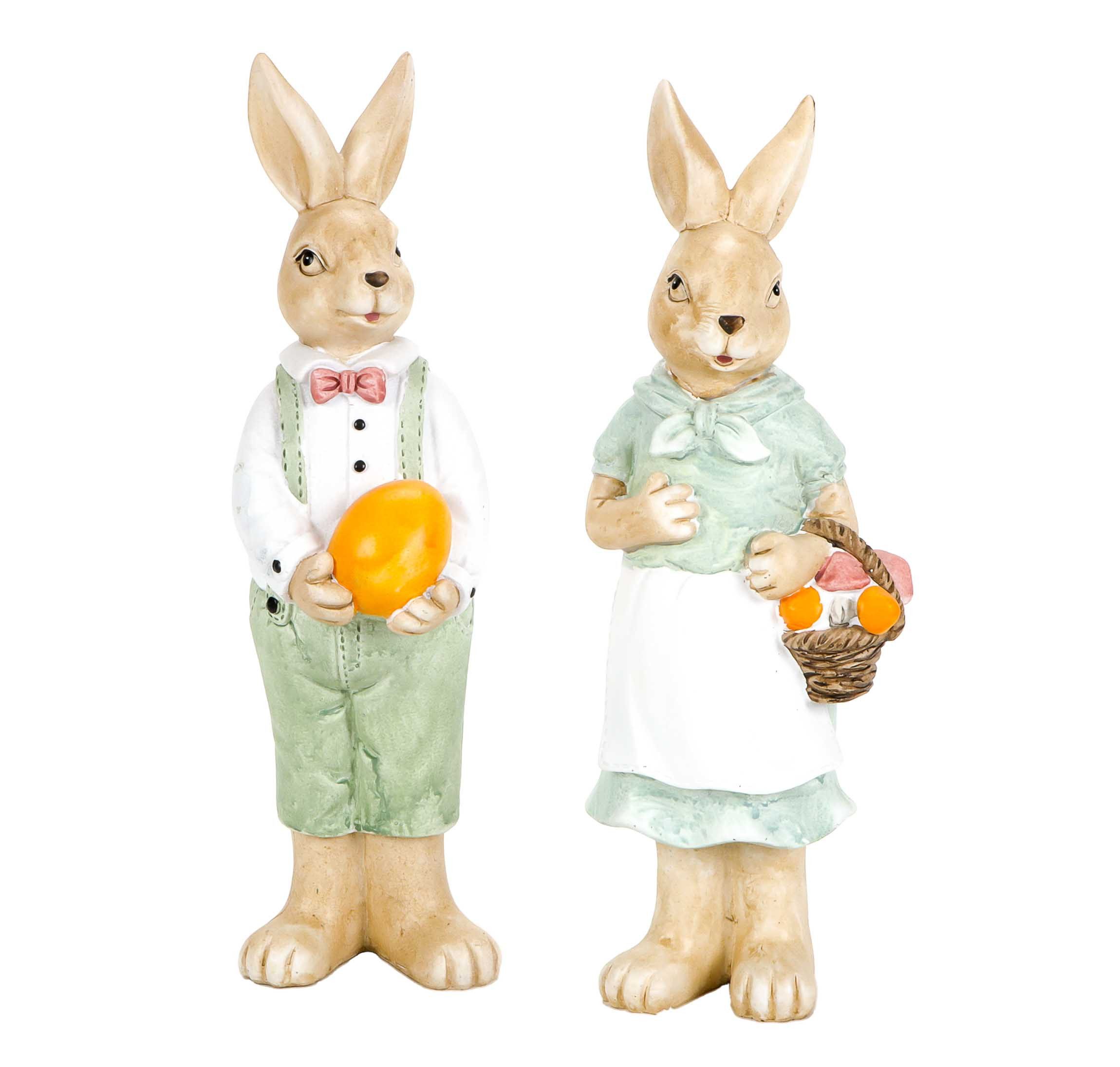 Bubble-Store Osterhase Hase (Oster Deko Figur, 2 St., Osterhasen aus Kunstharz), Hasenfigur, Hasenpaar 2-er Set Osterfiguren, Hasenmann und Hasenfrau