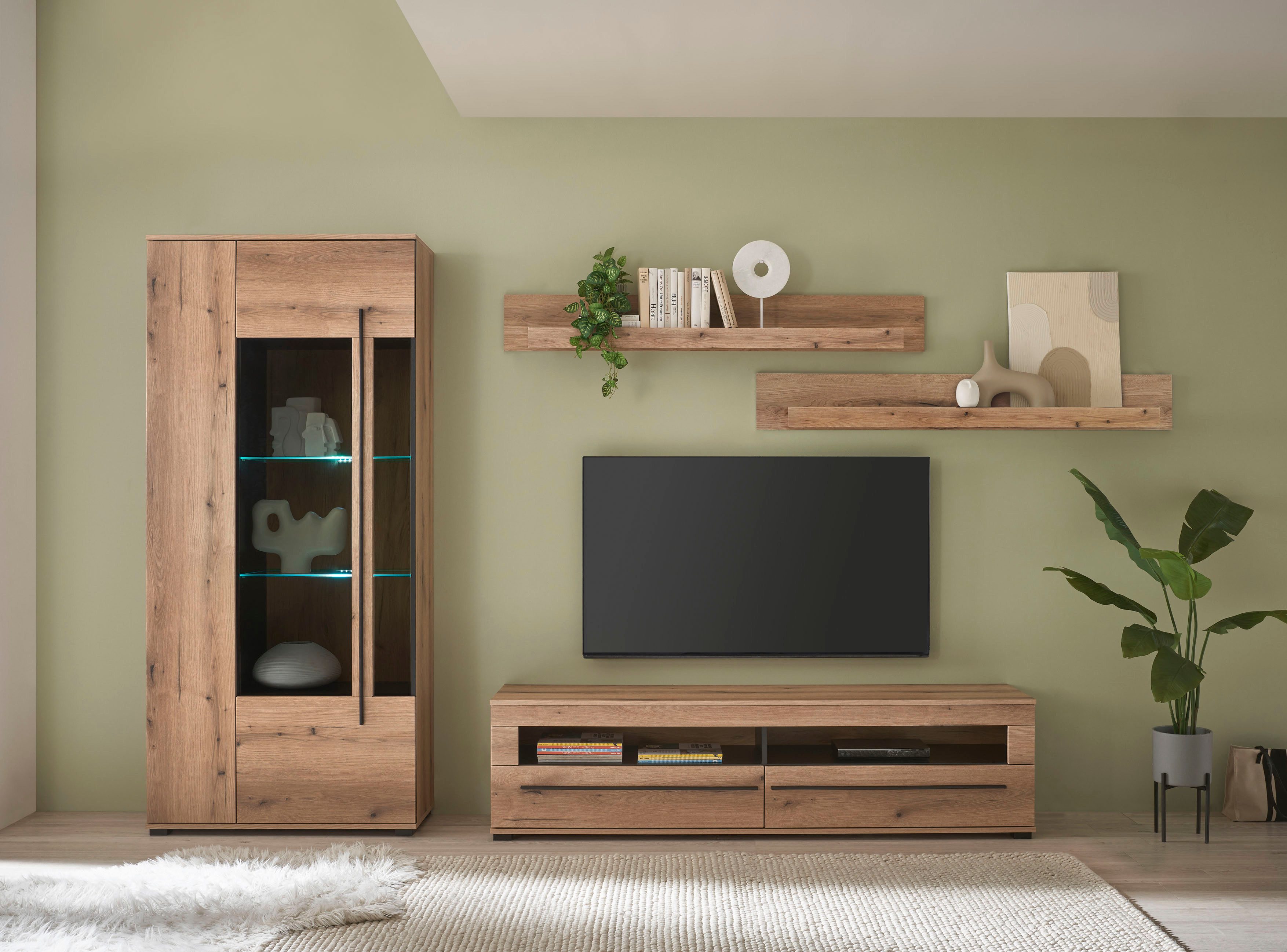 INOSIGN Wohnwand Cantara, moderne Anbauwand, Wohnzimmer-Set, in Eiche Evoke günstig online kaufen