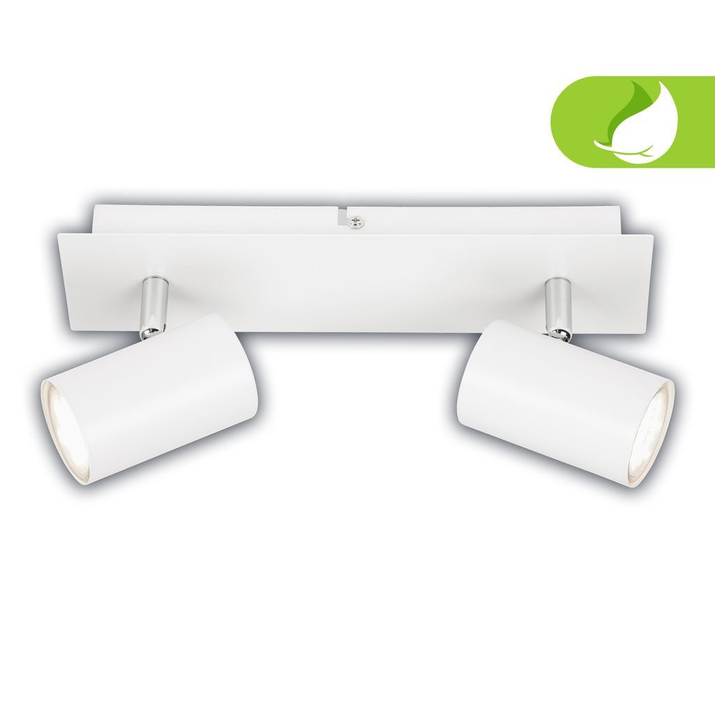 Briloner Leuchten LED Deckenspot BKL2840026, LED wechselbar, 2700K - Extra-Warmweiß, Deckenleuchte 29 cm Weiß je 2W, je 450lm GU10 Wohnzimmer Schlafzimmer