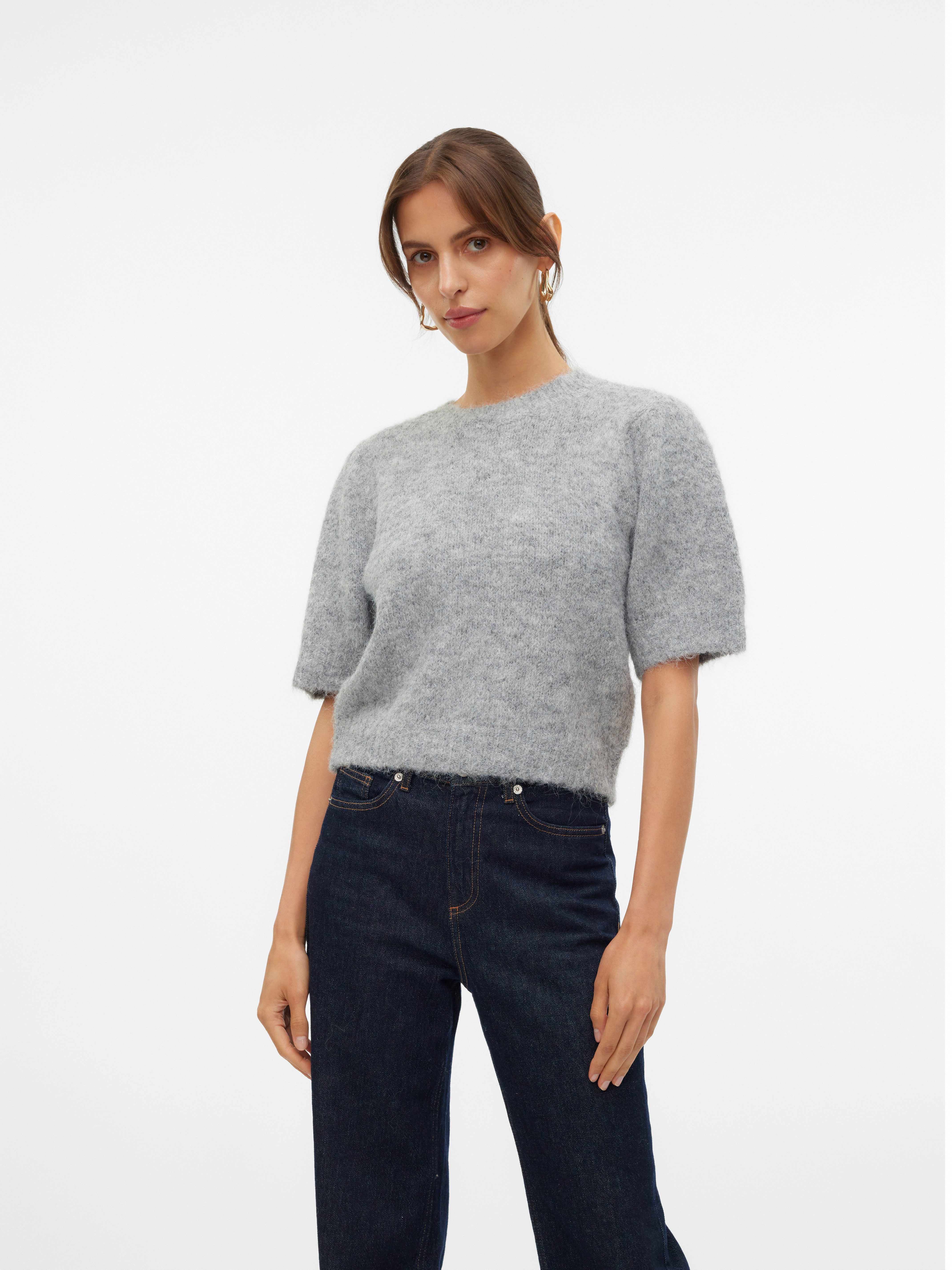 Vero Moda Strickpullover VMNOVAH SS O-NECK PUFF PULLOVER GA NOOS günstig online kaufen