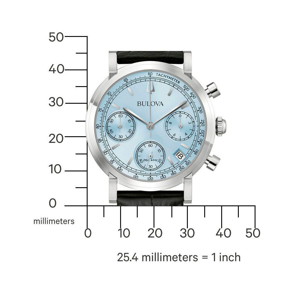 Bulova Chronograph 96B456, Quarzuhr, Armbanduhr, Herrenuhr, Lederarmband, analog, Tag