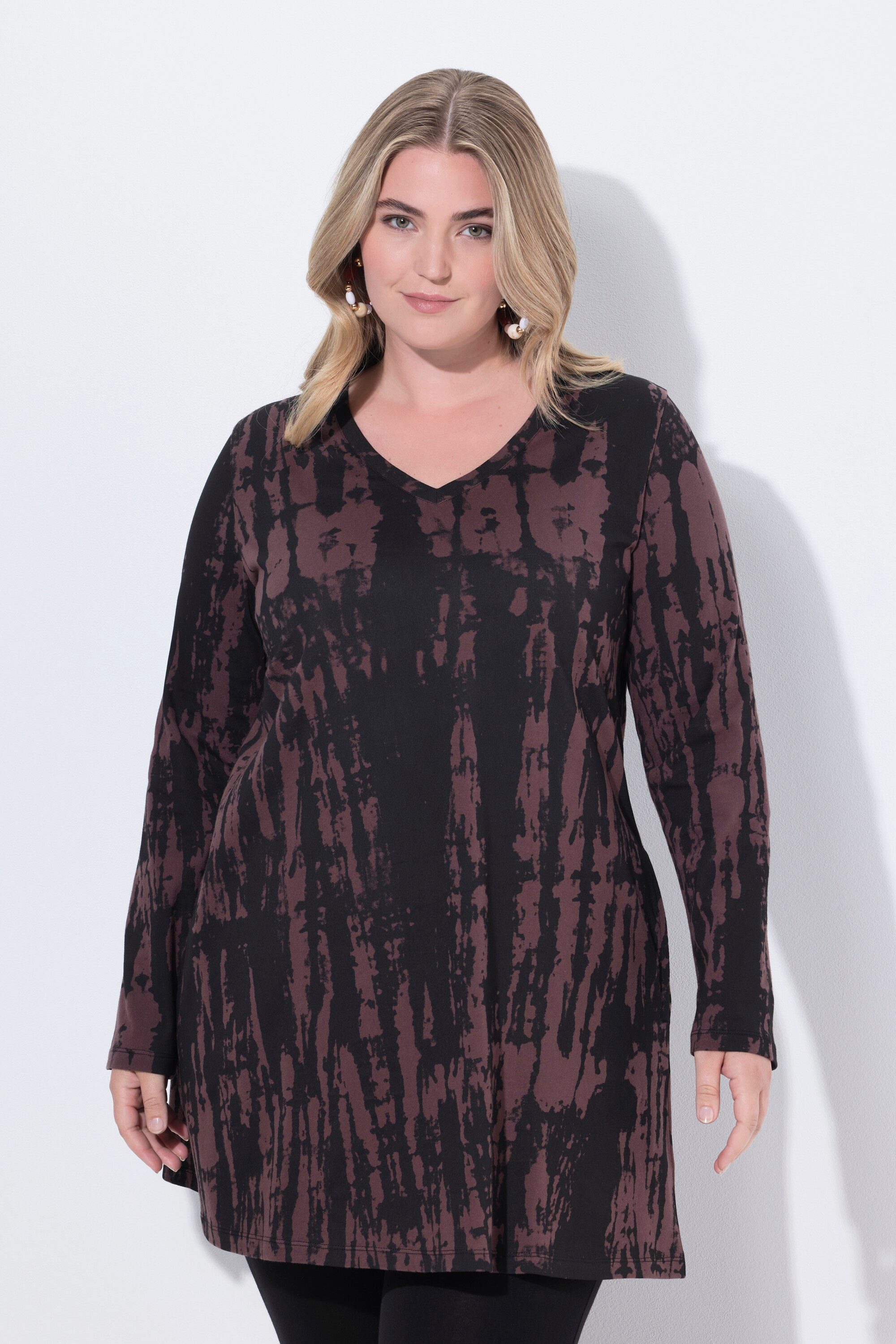 Ulla Popken Longshirt Longshirt Farbverlauf A-Linie V-Ausschnitt Langarm günstig online kaufen